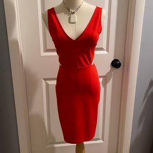 Express sleeveless midi dress with cutout sides.